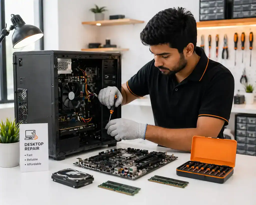 Computer assembly and repair setup