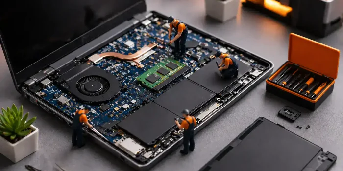 Technician repairing a laptop at Wavexel
